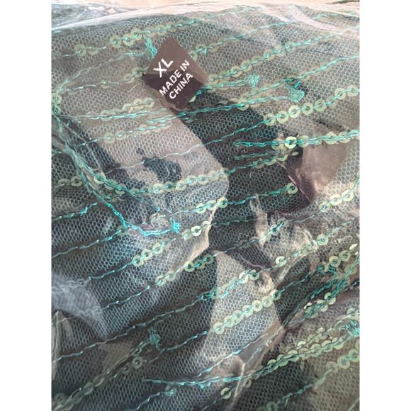 Lulus Greatest Sparkle Green Mesh Sequin Fringe Two-Piece Midi Dress - Picture 6 of 6